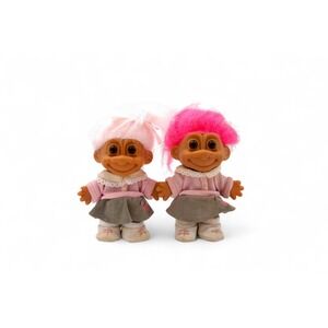 Vintage Russ Troll Dolls Poodle Skirt Pair 90s Girl Set Collectible Trolls
